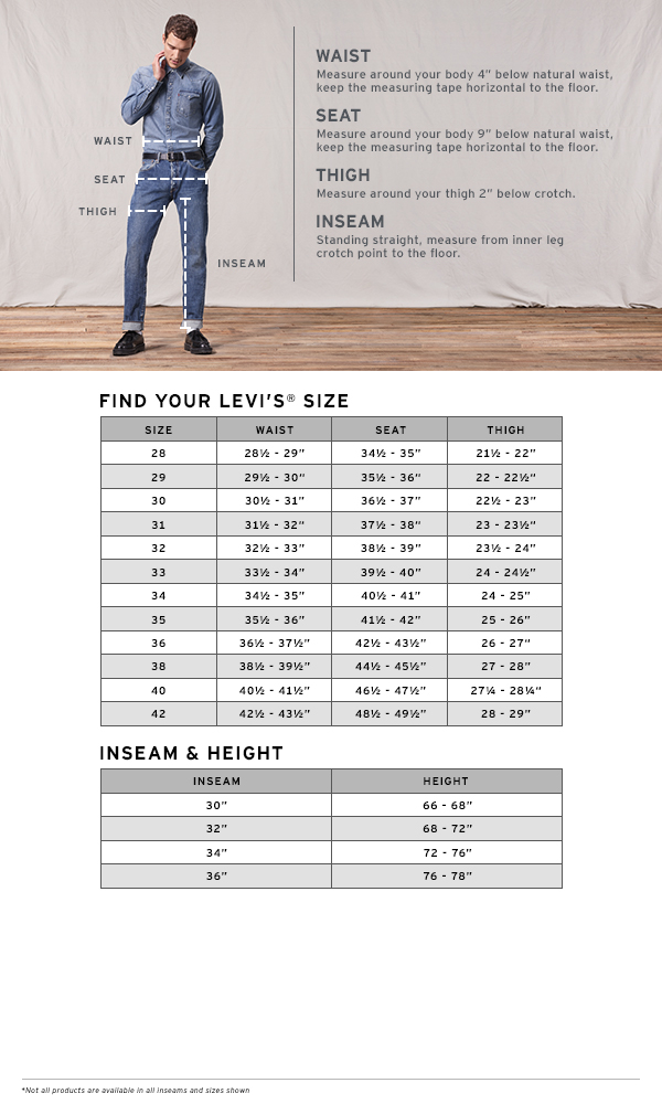levis jeans measurements